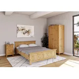 Jugendzimmer-Set HOME AFFAIRE "Juventus", beige (natur), B:291cm H:180cm T:208cm, Massivholz, Schlafzimmermöbel-Sets, Massivholz, bestehend aus Bett, Kleiderschrank und Nachtkommode