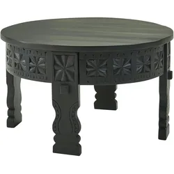 Orientalischer Couchtisch, Schwarz lackiertes Massivholz, Handgefertigt. 60x60x36 cm | Kadima Design