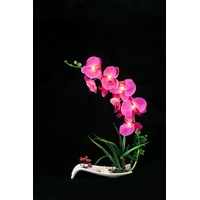 FLCSIed Künstliche Orchidee Blumentopf Künstliche Phaleanopsis Arrangement mit Vase Dekorative Orchidee Blume Bonsai mit 9 LED-Lichtern (Lila)