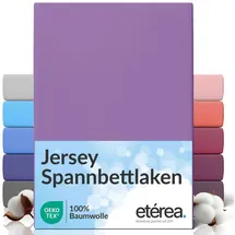 etérea Himmlische Qualität Spannbettlaken Jersey-Baumwolle 140 x 200 - 160 x 200 cm lila