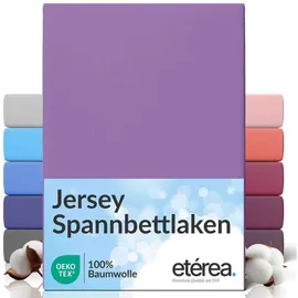etérea Himmlische Qualität Spannbettlaken Jersey-Baumwolle 140 x 200 - 160 x 200 cm lila
