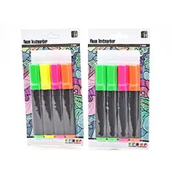 HundB Neon Textmarker 4 Stück in 4 Farben Marker Leuchtmarker Textmarkerset Büro Schulbedarf zum Markieren Hervorheben Unterstreichen