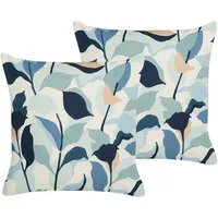 Beliani Dekokissen 45 x 45 cm blau weiß 2-tlg.