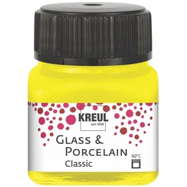Kreul 16201 - Glass & Porcelain Classic kanariengelb, im 20 ml Glas, brillante Glas- und Porzellanmalfarbe auf Wasserbasis, schnelltrocknend, deckend