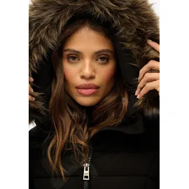 Superdry Fuji Faux Fur Damen. Kapuzenjacke schwarz M,