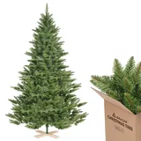 SALCAR Künstlicher Weihnachtsbaum 180 cm, Tannenbaum Künstlich mit 560 Spitzen und Klapp-Schirmsystem, Grün Tannenbaum Christbaum mit Holzständer, φ124 cm übergroßer Baumdurchmesser