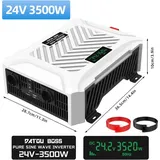 DATOUBOSS Inverter, 24 V zu 230 V Spannungswandler mit reinem Sinus-Signal, 3500 W/7000 W Leistungsstark, mit 2 EU-Steckdosen, USB/USB-C und LCD-Display, Wandler mit Stromtransformator für Lastwagen, Camping, Haushalt