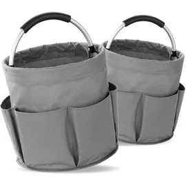 Maximex Universal Reinigungs Caddy, 16 l, Anthrazit, 2er Set, mit 6 Außentaschen für Schwämme und Tücher