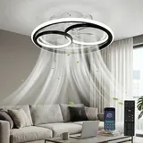 DATO Deckenventilator mit Beleuchtung, LED Deckenlampe mit ventilator 3 Farbtemperatur und 6 Geschwindigkeiten Leise Deckenventilator Licht (C)
