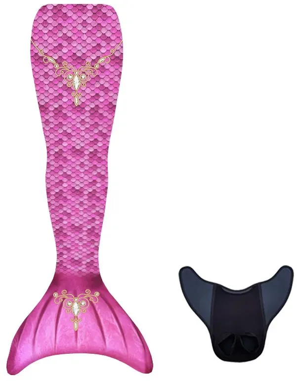 Meerjungfrauenflosse Kinder XS/S Rosa Polyester/Elastan inkl. Monoflosse - Kuaki Mermaids Princess - Elastischer Bund, sensorisch