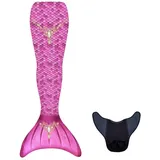 Meerjungfrauenflosse Kinder XS/S Rosa Polyester/Elastan inkl. Monoflosse - Kuaki Mermaids Princess - Elastischer Bund, sensorisch
