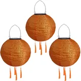 Solar Lampions Außen Wetterfest mit Fransen Nylon Solarlampions für Außen Hängend Warmweiß Solar Laterne Gartenlaterne LED Solar Lampion Outdoor Rund Lampingions Solarlampen (20cm/3PCS/Orange)