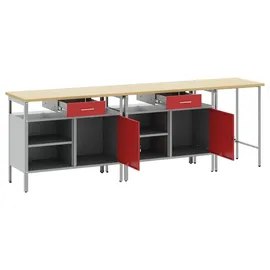 vidaXL Werkbank-Set Rot Stahl