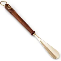 Nklaus 46cm Schuhlöffel lang aus Messing gold mit Holzgriff