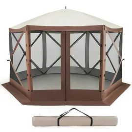 Costway Faltpavillon 3,5 x 3,5 m inkl. 4 Seitenteile Braun