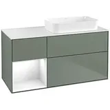 Villeroy & Boch Finion Waschtischunterschrank G681GFGM 120x60,3x50,1cm, Regal links Glossy white lacquer, Olive Matt Lacquer