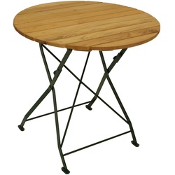 DEGAMO Klapptisch BAD TÖLZ 77cm rund, Flachstahl grün + Robinie