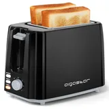 Aigostar - Toaster,7 Einstellbare Bräunungsstufe Auftau- - Aufwärmfunktion,2 Breite Toastschlitze,750W, Sandwichtoaster Schwarz