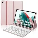 IVEOPPE Samsung Galaxy Tab A8 Hülle mit Tastatur, Hülle Tastatur Samsung Tab A8, Magnetische Kabellose Bluetooth Tastatur für Galaxy Tab A8 10.5 Zoll, 2022(SM-X200/X205/X207), QWERTZ Layout, Rosé