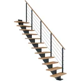 DOLLE Mittelholmtreppe Hamburg (Breite: 75 cm, Gerade, Anthrazitgrau, Farbe Stufen: Eiche weiß, Geschosshöhe: 240 – 279 cm)