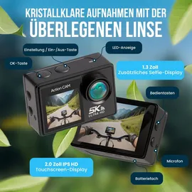 strex Action Cam 5K 50MP Touchscreen Schwarz
