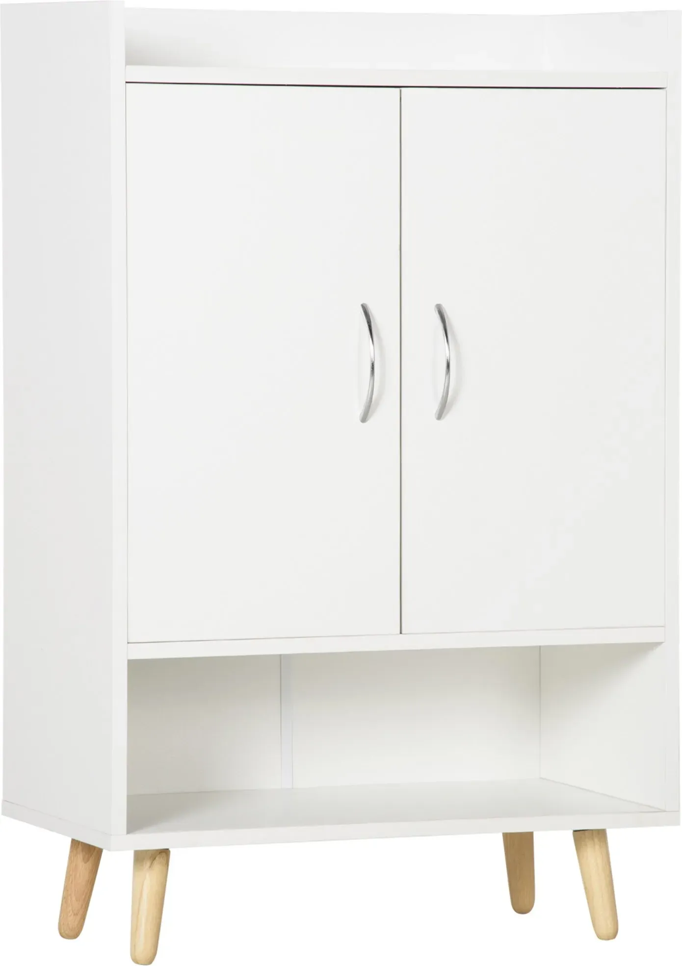 HOMCOM Schuhschrank Schuhregal mit Türen und Regalen für Flur und Eingangsbereich, moderner Schuhkommode Schuhablagen, Massivholz, Weiß   Aosom