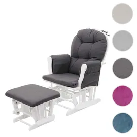 Mendler Relaxsessel HWC-C76 Stoff/Textil 52 x 0 x 0 cm dunkelgrau mit Hocker