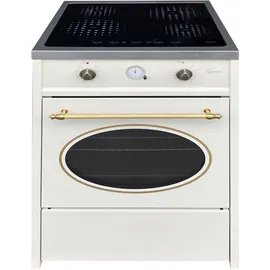 Gurari GCH E 612 Cr r Induktions Standherd + GCH C 046 WH 9 Dunstabzugshaube 90cm - Creme