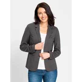 Inspirationen Jerseyblazer INSPIRATIONEN "Jersey-Blazer", Damen, Gr. 36, grau (anthrazit), 58% Viskose, 36% Polyamid, 6% Elasthan, Blazer