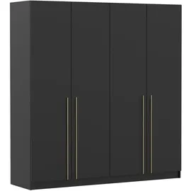 imoebel24 Drehtürenschrank 200 x 210 x 57 cm Schwarz