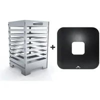 teileplus24 Feuerkorb FT11 Feuertonne + Feuerplatte Komplettset Feuerkorb + Grillplatte