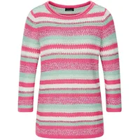 GOLDNER Rundhalspullover mit Ringel-Muster Pink 50