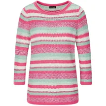 GOLDNER Rundhalspullover mit Ringel-Muster Pink 50
