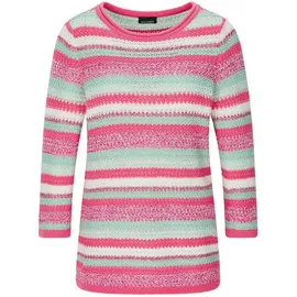 GOLDNER Rundhalspullover mit Ringel-Muster Pink 50