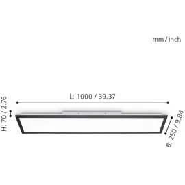 EGLO LED Deckenleuchte Bottazzo 1 schwarz 100 x 25 cm 25 W
