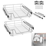YRHome 2 Stück Küchenschublade Küchen Regal Teleskopschublade Schlafzimmerschublade Schrankauszug Organizer Küchenschrank Korbauszug Vollauszug Schublade für 60cm Schränke(für 57cm InnenB/60cm AußenB
