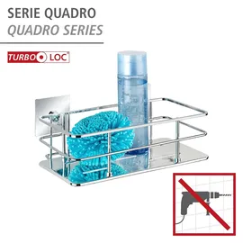Wenko Turbo-Loc® Edelstahl Wandablage Quadro, rostfrei, Befestigen ohne bohren