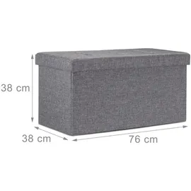 Relaxdays Sitzbank Faltbar Dunkelgrau 76 x 38 x 38 cm