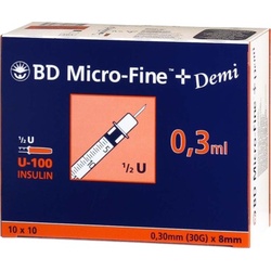 BD Micro-Fine+ Demi Insulinspritzen 0,3ml U100 0,3x8mm