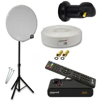 PremiumX Camping Komplett Sat Anlage 45cm Satelliten-Schüssel Single LNB