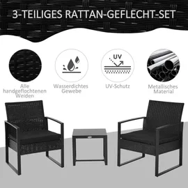 Outsunny Polyrattan Sitzgruppe Set 5-tlg. schwarz