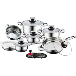 Topf-Set CS KOCH-SYSTEME "Aurich", silber (silberfarben), Töpfe, 16-teilig, Induktion