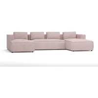 s-style möbel - Moderne Wohnlandschaft aus Puderrosa Cord mit weichem Sitz, B/T/H: 327 cm / 176 cm / 64 cm - Pink