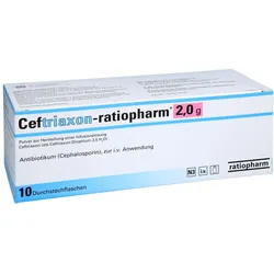CEFTRIAXON ratiopharm 2,0 g Plv.z.H.e.Infus.-Lsg. 10 St