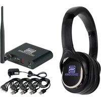 Pronomic SCBS-41 USB-C Silent Disco V2 Band Set - 1 Sender und 4 Funk Kopfhörer - 3 Kanäle mit separaten Mixen - leises Proben ohne Kabel - USB-C - 863-865 MHz - Schwarz