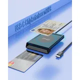 USB C Chipkartenleser mit NFC - SmartCard Reader/SIM Kartenlesegerät - kompatibel mit Mac OS X + Windows 11 - für den neuen Personalausweis Gesundheitskarte Bankkarten