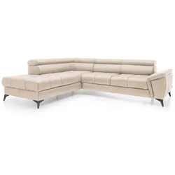 Ecksofa Mocca Leder Rosa