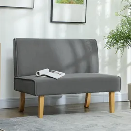 Homcom Sofa, Couch mit Cord-Optik, Holzbeine, Gepolsterter Polstersofa, Doppelsofa für Schlafzimmer, Wohnzimmer, 110 x 62 x 85 cm, Grau