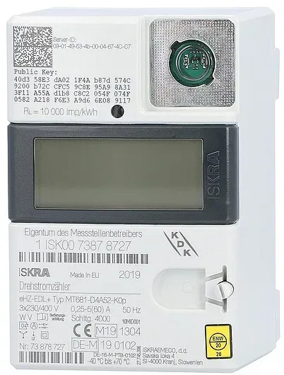 eHZ Drehstromzähler 240560D MID 3x230V/400V, 50Hz, 6(60)A MSB-Schnittstelle, 2 Tarifwerk