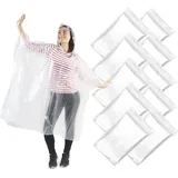 Traxenta 10er Set regenponcho Unisex, regencape damen und regencape herren wasserdicht für Angeln, poncho regen für Camping, regenjacke für Wandern, regenmantel für Reisen, Radfahren(Transparent) - 36-40